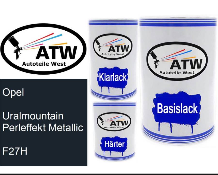 Opel, Uralmountain Perleffekt Metallic, F27H: 500ml Lackdose + 500ml Klarlack + 250ml Härter - Set, von ATW Autoteile West.
